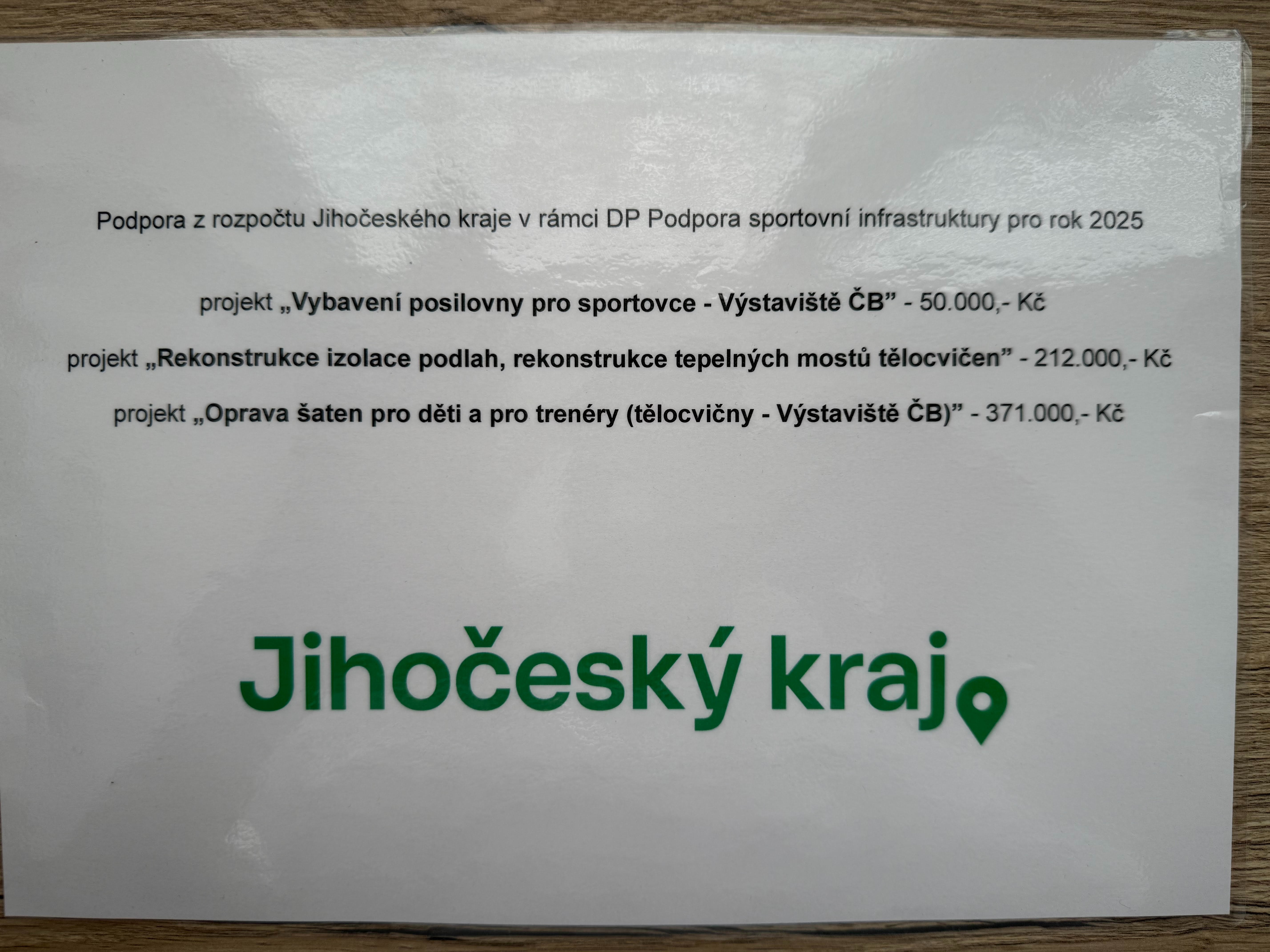 Podpora Jihočeského kraje – dokumentace 1