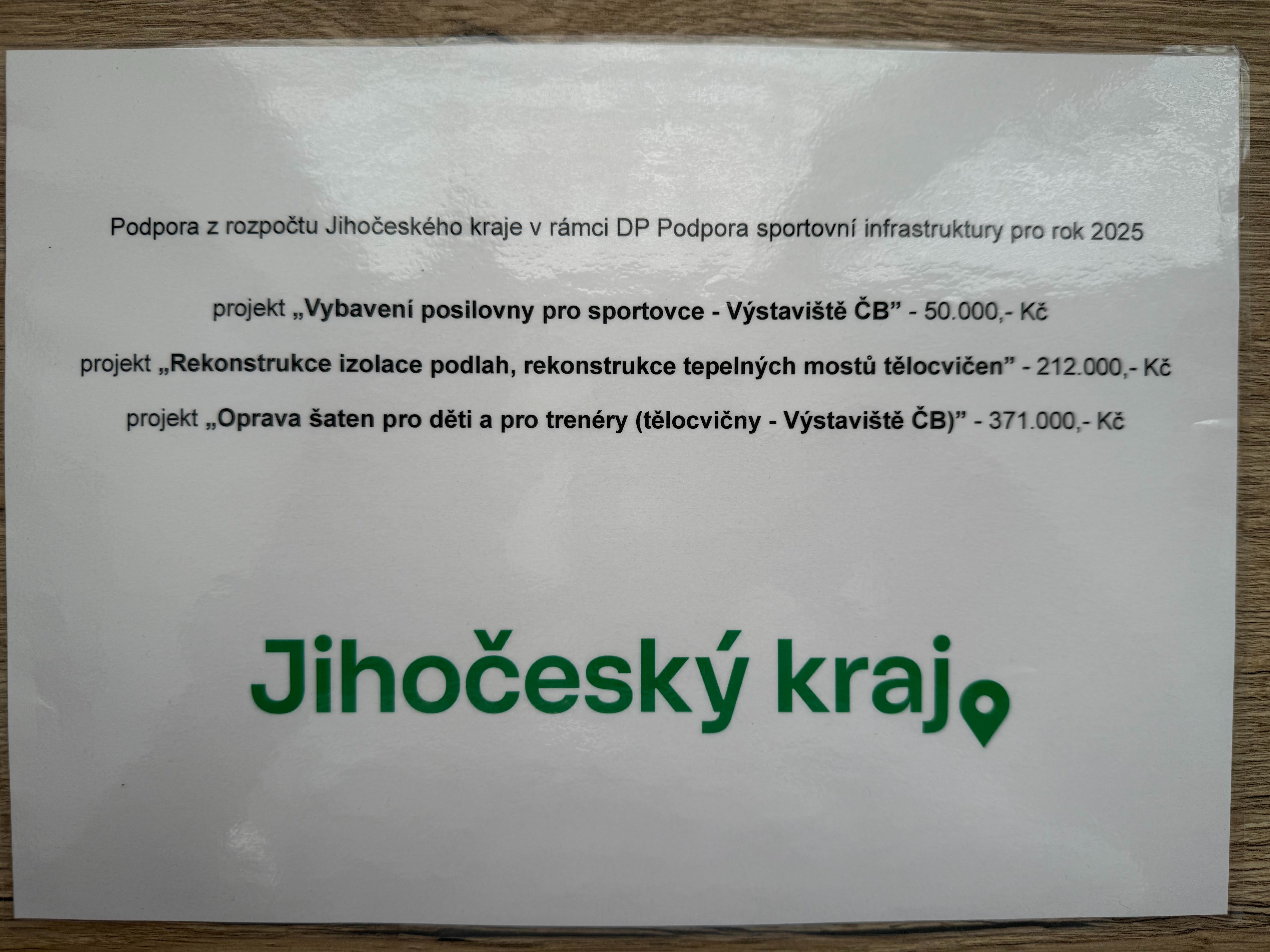 Podpora Jihočeského kraje – dokumentace 2